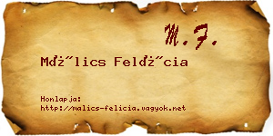 Málics Felícia névjegykártya